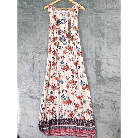 Knox Rose Dresses & Skirts - Knox Rose Dress Large Boho Spring Floral Prairie Peasant Maxi Gauzy Festival